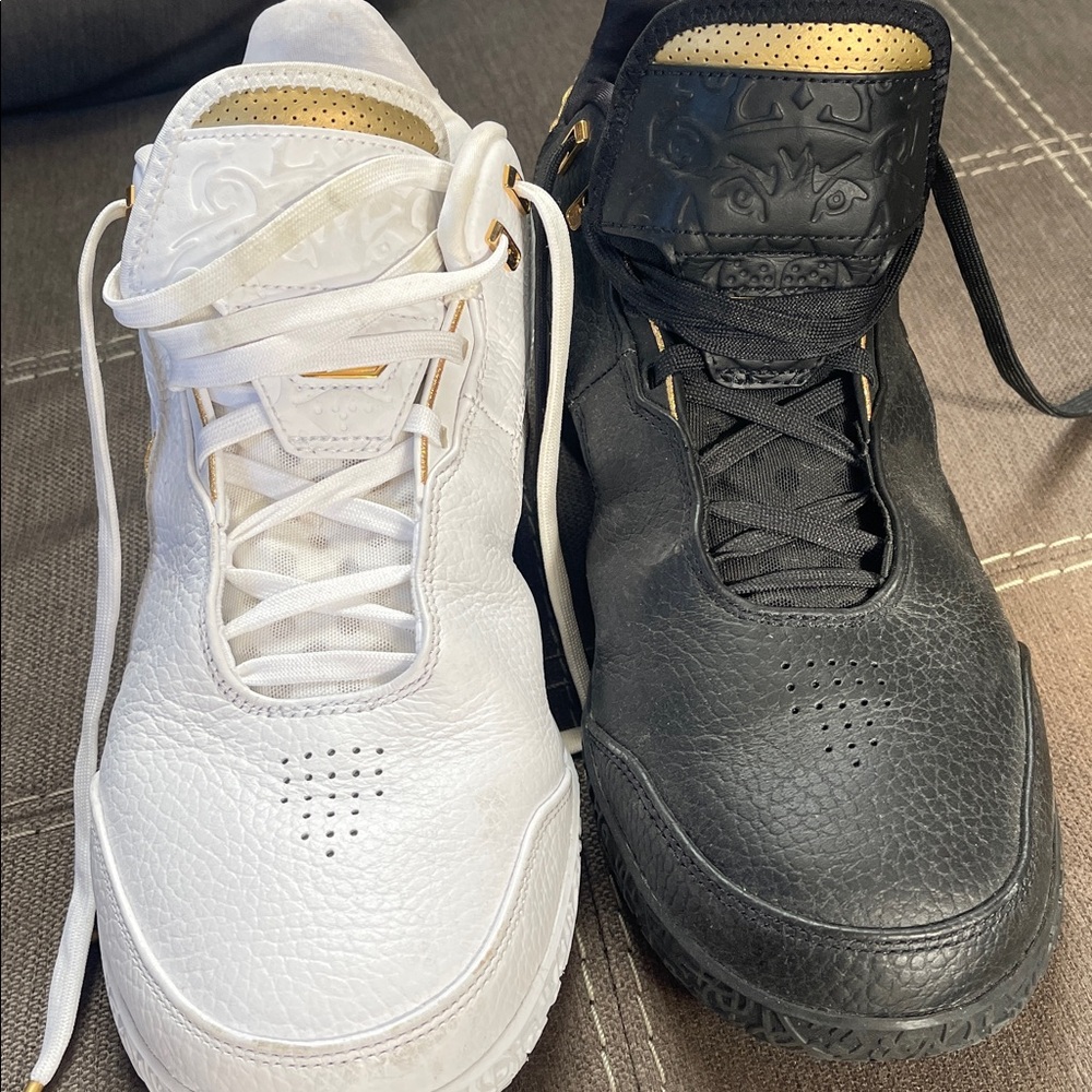 White/Gold-Black high top shoes